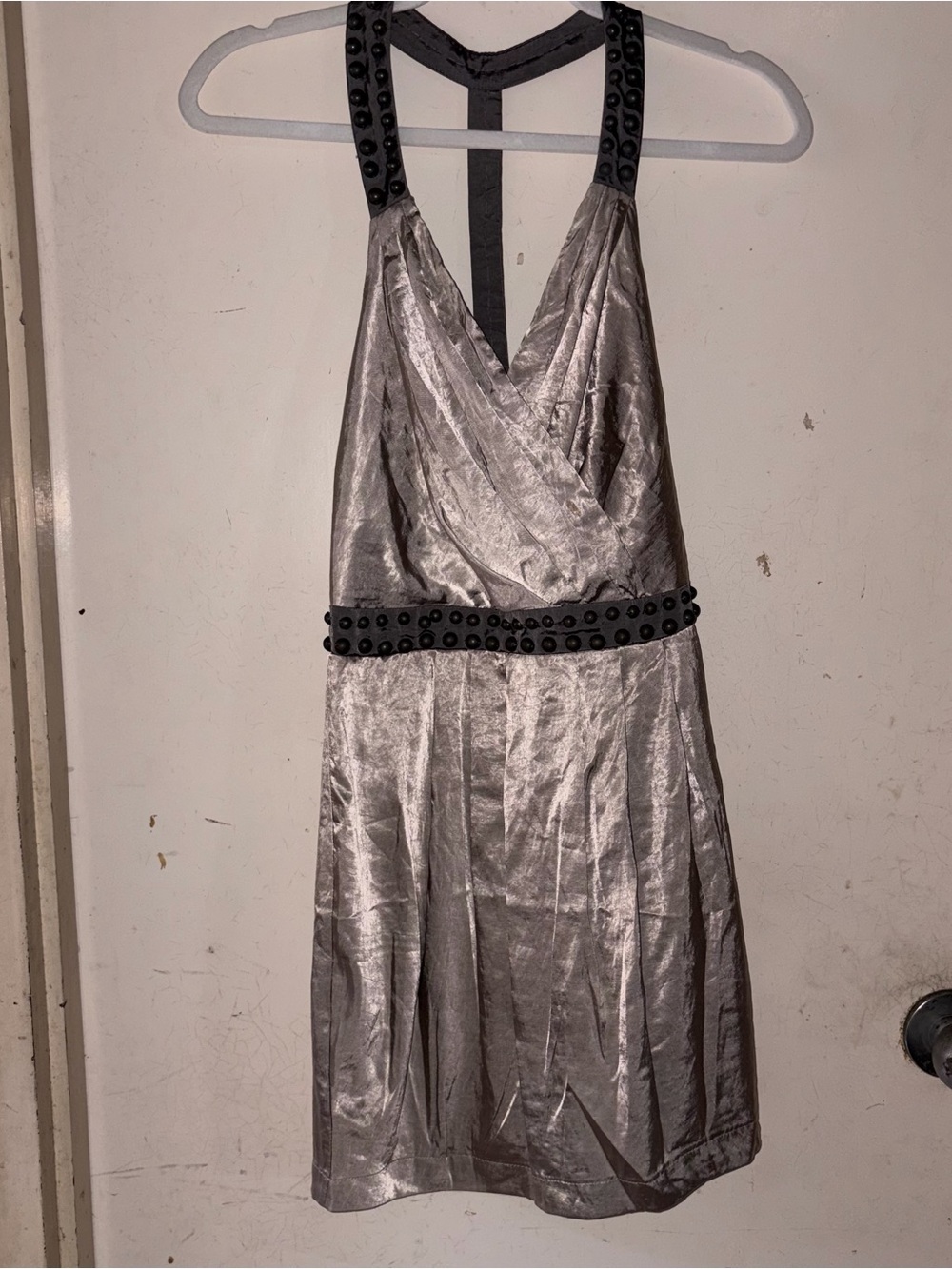 Silver stuffed halter dress or top for y2k style